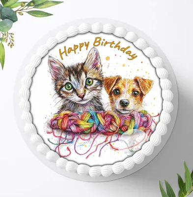 Produktbild von Für die Geburtstags Torte ein Tortenaufleger, Zuckerbild mit dem Motiv: Fellnasen, Essbares Foto für Torten, Fondant, Ø 20cm, 2430z