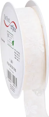 Produktbild von Organzaband Blumenmuster Geschenkband Creme Dekoband Hochzeit 25mm 18m