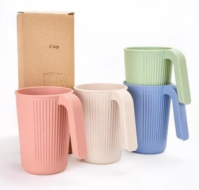 Produktbild von BPA-freie, bruchfeste Trinkbecher, 4er-Set, 350ml, mit Griff, für Kinder und Erwachsene