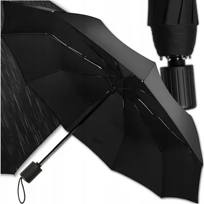Produktbild von Großer XXL Taschenschirm Manuell – 10 Streben, Wind- & Wasserfest, UV-Schutz, Schwarz, 106 Cm