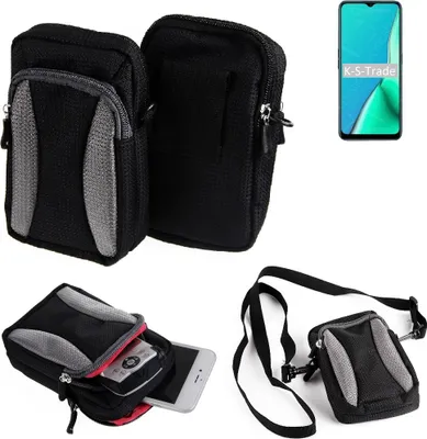 Produktbild von K-S-Trade Holster Schutz Hülle kompatibel mit Oppo A5 2020 Handy Hülle Gürteltasche Umhängetasche mit Zusatzfach schwarz