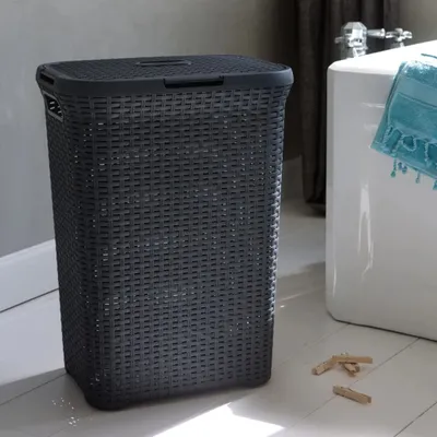 Produktbild von Curver Wäschekorb mit Deckel Style 2x60L Anthrazit