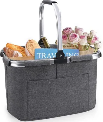 Produktbild von Famanu Einkaufskorb mit Aluminiumgriff - Faltbar, 30 Liter, Grau