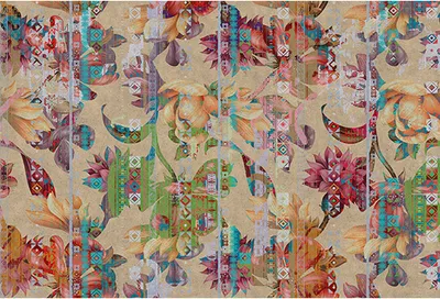 Produktbild von Tadessi Fototapete | Blumen | 4.00 m x 2.70 m | Creme | Grün | Wandbild | Digitaldruck
