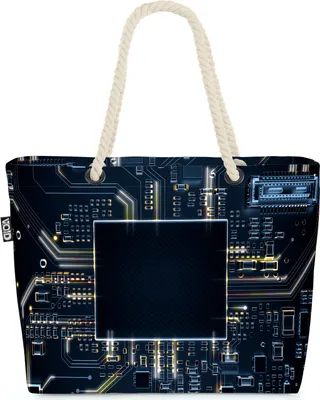 Produktbild von VOID Computer Mainboard Speicher Strandtasche Shopper 58x38x16cm 23L XXL Einkaufstasche Tasche Reisetasche Beach Bag