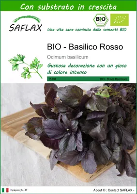 Immagine prodotto di SAFLAX  -- Basilico Rosso - 400 semi - Con substrato - Ocimum