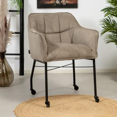 Produktbild von Bronx71 Esszimmerstuhl Mace Cord mit Rollen taupe