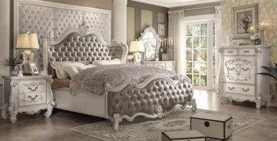 Produktbild von Klassisches Bett Barock Rokoko Chesterfield Stil Doppel Leder Hotel Antik Betten