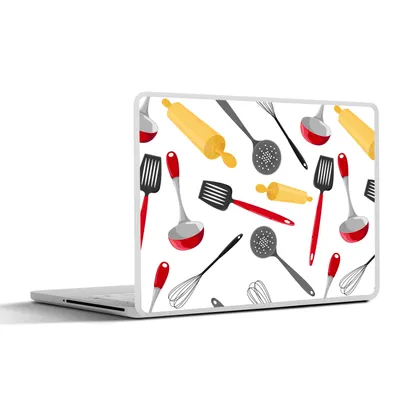 Produktbild von MuchoWow® Laptop Aufkleber Sticker Cover Muster - Küchenutensilien - Spatel - Nudelholz 32.5x23.5 cm - Sticker für Laptop - Selbstklebend