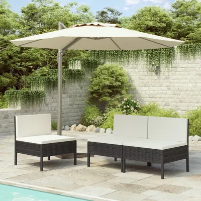Produktbild von Möbel Gartenstühle 3 Stk. mit Auflagen Poly Rattan Schwarz - Gartenstühle 310190