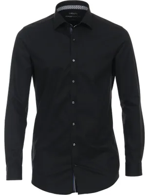 Produktbild von Venti - Body Fit - Herren Langarm Hemd (123955600), Größe:38, Farbe:Schwarz (800)