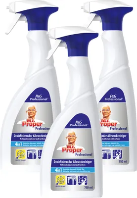 Produktbild von 3er Pack Mr. Proper Professional desinfizierender Allzweckreiniger 4in1, 3x 750 ml