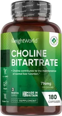 Obrázek produktu pro Doplnk stravy pro podporu jater WeightWorld Choline Bitartrate 714mg, 180 kapsl