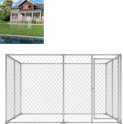 Produktbild von XMTECH Hühnerstall Outdoor 250×200×150 cm – Großer Geflügelkäfig aus verzinktem Stahl ohne Dach, mit abschließbarer Tür für Hühner & Enten
