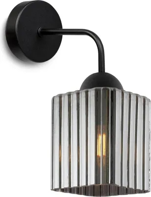 Produktbild von Wandleuchte Riffle schwarz 1-flammig mit graphitfarbenem Würfelschirm E27 – moderne Wandlampe für stilvolle Räume