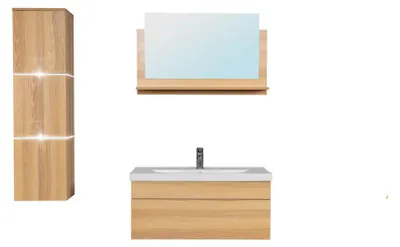 Produktbild von HOME DELUXE - Badmöbel-Set - WANGEROOGE BIG Holz - Large - inkl. Waschbecken und komplettem Zubehör - Breite Waschbecken: ca. 80cm I Badezimmermöbel Waschtisch Badmöbelset