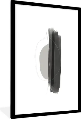 Produktbild von MuchoWow® Gerahmtes Poster Abstrakt - Malerei - Minimalismus 60x90 cm - Poster mit Schwarzem Bilderrahmen Wandposter Rahmen Foto Bilder - Dekoration - Wandposter Wohnzimmer - Hochwertig