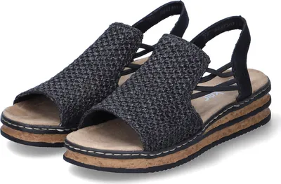 Produktbild von Rieker Damen Sandalen/ Sandaletten/ Keilsandaletten Schwarz Textil-Synthetik-Mix Größe: 40