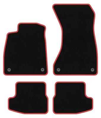 Immagine prodotto di Tappetini in moquette per Audi A5 F57 2020-2022 (cabrio) – set 4 pezzi, nero/rosso, su misura – Wielganizator CARLUX