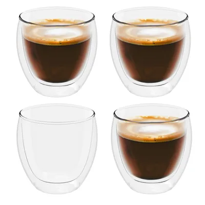 Produktbild von Intirilife 4x doppelwandiges transparentes Espressoglas Kaffeeglas Teeglas Thermoglas Dekoglas Espresso Glas