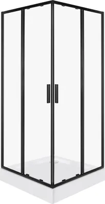 Produktbild von Kerra Solid SQ 80x80 BL Duschkabine mit Duschwanne, schwarze Profile, 6mm ESG transparent Sicherheitsglas mit KERRA PROTECT Schutzschicht