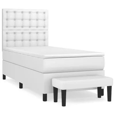 Zdjęcie produktu dla vidaXL Łóżko sprężynowe z materacem białe 90x190 cm imitacja skóry