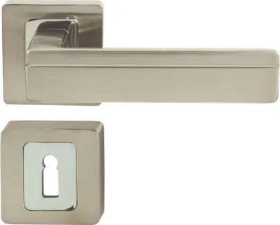 Produktbild von DOMINO Türgriff Drückergarnitur BB-Buntbart Set | Vierkant-Rosette | Türklinke für Zimmertür, Bürotür, Kellertür & Innentür | Türbeschläge aus Aluminium | Bronze Türdrückergarnitur | TIK-QR M6/M9