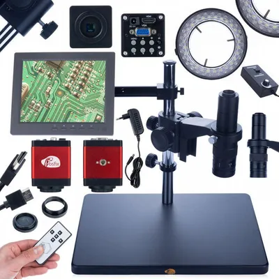 Image de Microscope numérique – Microscope USB et HDMI professionnel avec zoom de 7x à 45x et éclairage LED de 56