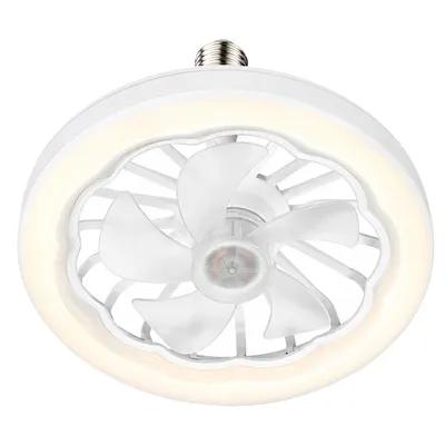 Immagine prodotto di Ventilatore da soffitto con luce LED E27 e telecomando, 3 velocità, luminosità regolabile, silenzioso, bianco, 230 V