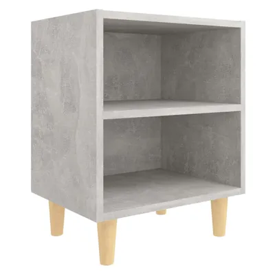 Obrázok produktu pre vidaXL Nočný stolík s nohami z masívneho dreva Betónová sivá 40x30x50 cm