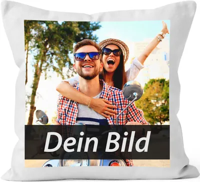 Produktbild von Fotokissen, Kissen-Bezug mit Foto bedrucken lassen, Fotogeschenk Moonworks® weiß 40cm x 40cm