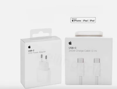 Zdjęcie produktu dla Zasilacz Apple 20 W USB-C (zasilacz) + kabel ładujący Apple 2 m 240 W USB-C do C iPhone 17 16 15 Pro Max Air iPad Macbook