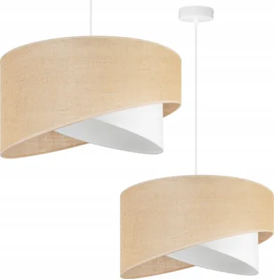 Immagine prodotto di Lampada a sospensione con paralume bianco in juta – Lampada a sospensione Lampadario Lampada da soffitto in stile boho per soggiorno e sala da pranzo