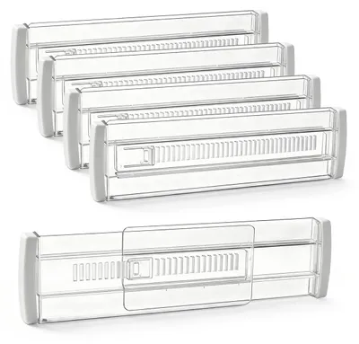Schubladenunterteiler-Set, 4 Stück, verstellbar 28,5–50,5 cm, transparent