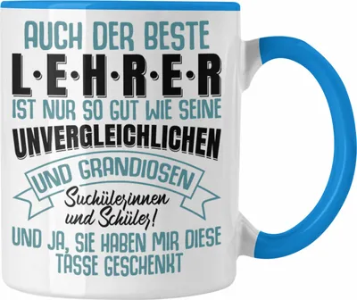 Produktbild von Trendation - Lehrer Geschenk Tasse Abschied Abschiedsgeschenk für Lehrer Abi Abitur Geschenkidee (Blau)