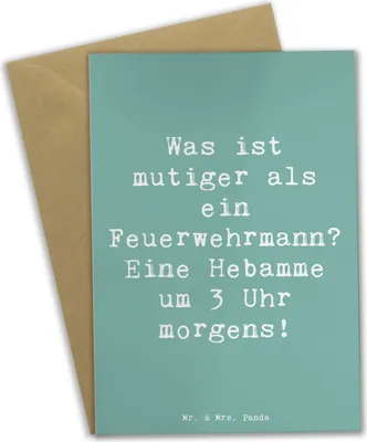 Produktbild von Mr. & Mrs. Panda Grußkarte Spruch Mutige Hebamme - Meeresbrise - Geschenk, personalisierte Geschenke, Humorspruch, weihnachtskarten, einladungskarten, vatertagskarte