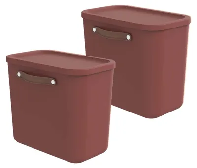 Produktbild von Rotho Aufbewahrungsbox 2er-Set 25L Maloja - Kunststoffbox 40 x 23,5 x 34 cm - Box mit Deckel - Stapelbox sicher verschließbar - Plastikbox