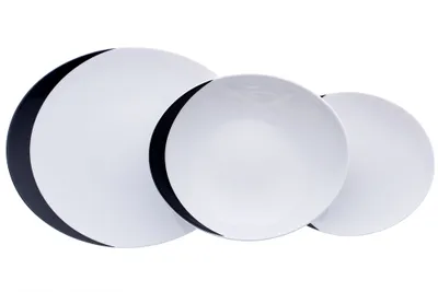 Obrázek produktu pro Sada talířů, Thun Loos, karlovarský porcelán, černá, bílá, 18 kusů