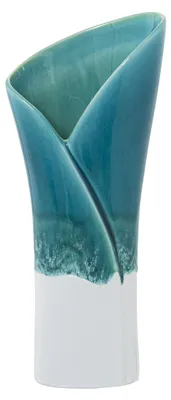 Immagine prodotto di Solidchoice - Vaso in Vetroceramica, colore petrolio, bianco e lucido, dimensioni 15 x 36 cm