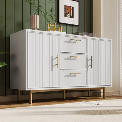 Produktbild von okwish Kommode Sideboard mit viel Stauraum, Schrank mit 2 Türen und 3 Schubladen, Schubladenschrank Anrichte für Wohnzimmer, 120x40x75cm