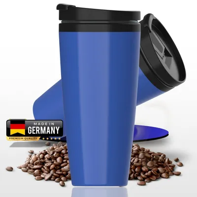 Immagine prodotto di Tazza da caffè da portare con sé - Tazza termica a prova di perdite da 350 ml per gli amanti del caffè e del tè - Tazza isolata a doppia parete priva di BPA  Germany - PS blu standard