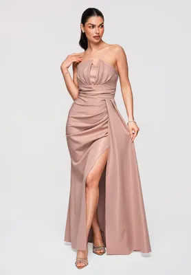 Produktbild von LARICA Maxikleid Abendkleid Figurbetont Elegant LA-OM-DLR338 beige L