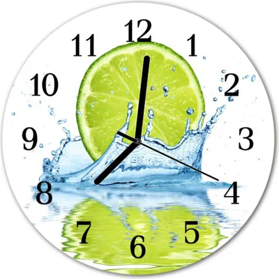 Produktbild von Glasuhr Wanduhr Küchenuhr Echt-Glas 30fi cm Limetten Wasser grün