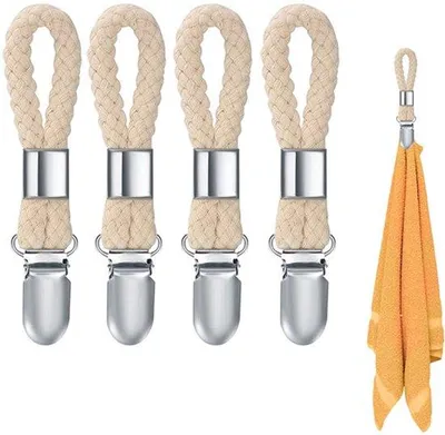 Produktbild von Beige Handtuchklammern 4 Stück für Küche Bad
