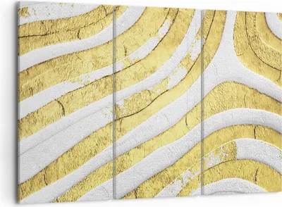 Produktbild von Bild auf Leinwand - Leinwandbild - 3 Teile - Abstraktion Gold Weiß - 105x70cm - Wand Bild - Wanddeko - Wandbilder - Leinwanddruck - Bilder - Wanddekoration - Leinwand bilder - Wandbild - CE105x70-4511