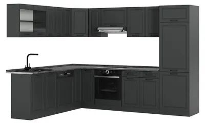 Obrázek produktu pro Rohová kuchyň Vicco R-Line Antracitový venkovský dům/Antracit 287 x 227 cm bez pracovní desky, Model 53298