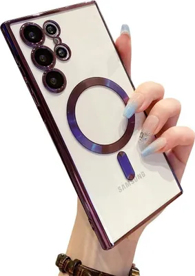 Image de Etui pour Samsung Galaxy S22 Ultra 5G Magnetic Ultra Thin Transparent Case with Magsafe and Camera Cover Purple