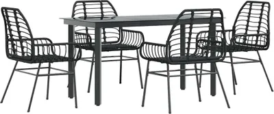 Immagine prodotto di vidaXL set da pranzo da giardino a 5 pezzi in polyrattan nero in vetro