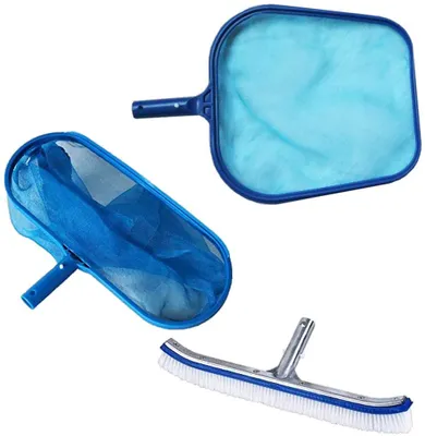 Produktbild von well2wellness Pool Kescher Set mit Pool Laubkescher und Pool Bodenkescher Plus Pool Beckenbürste aluverstärkt