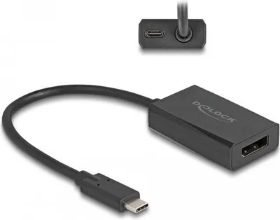 Produktbild von Delock Adapter DisplayPort Buchse zu USB Type-C Stecker (DP Alt Mode) 4K mit PD 85 W